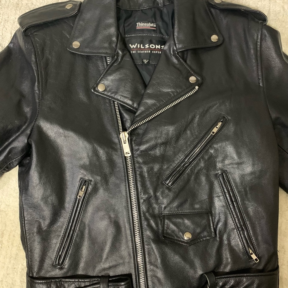 COPY - Wilson Genuine Heavyweight Thinsulate lined Black Moto Leather Jacket~ A…
